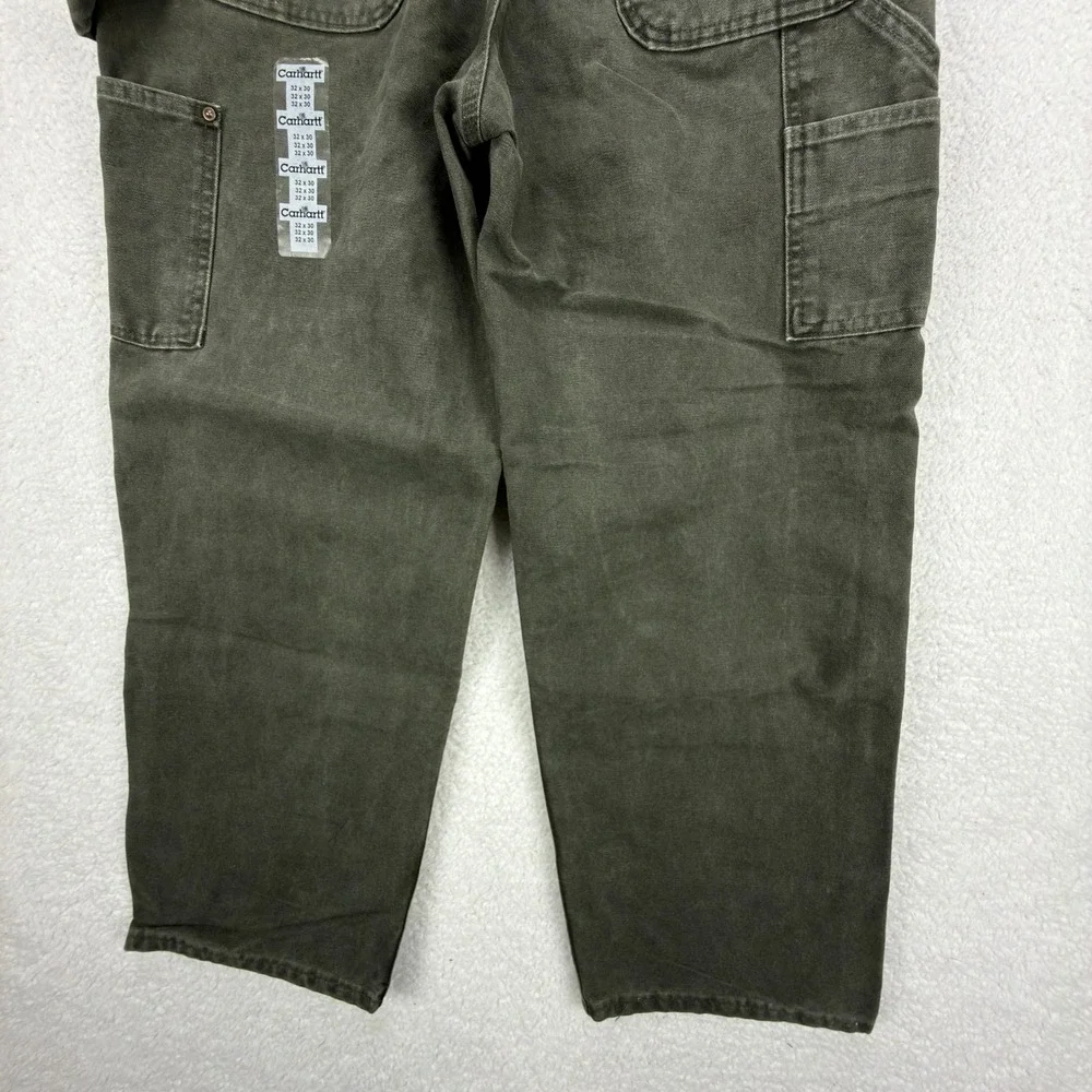 Carhartt Sandstone Bib Overall Double Knee Men 32X30 R06 MOS Green NWT NOS
